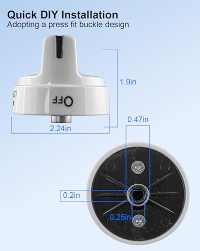Image of WB03X24795 Stove Knobs Compatible with GE Gas Range, Range Oven Burner Cooktop Knobs Replace KIP 5G92 222D5793, White Plastic Surface Burner Control Knobs 5 Pcs