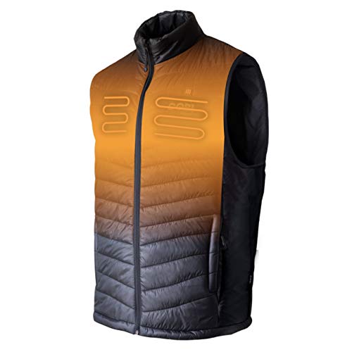Dune Mens Heated Vest - 10 hrs of Heat | 3 Heat Zones | with Battery & Charger | Machine Washable | All Day Warmth Onyx