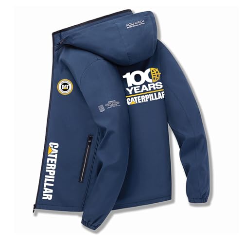 Cazadora Deportiva Hombre Ca.ter-Pillar, Impermeable de Montaña, Jacket con Capucha para Exteriores, abrigo(Blue,S)