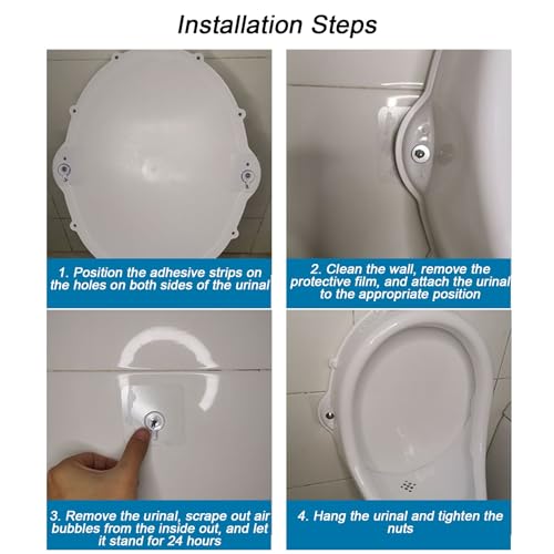 Orinal de plástico con manguera y válvula de descarga, orinales temporales para hombres montados en pared, PP, para obras de construcción, renovaciones de baños, escuelas y desagües de piso miniatura 6