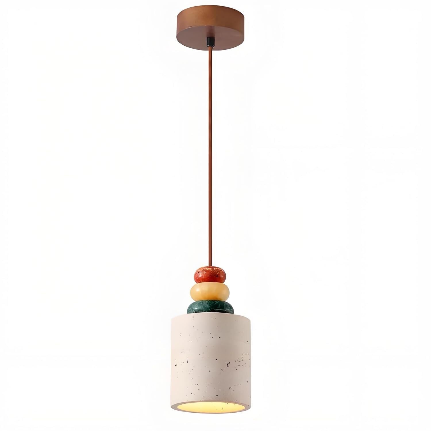 KXEcoLife Natural Yellow Travertine Pendant Light Modern Cave Stone Ceiling Fixtures for Bedroom Dining Room Table Living Hallway Kitchen Island