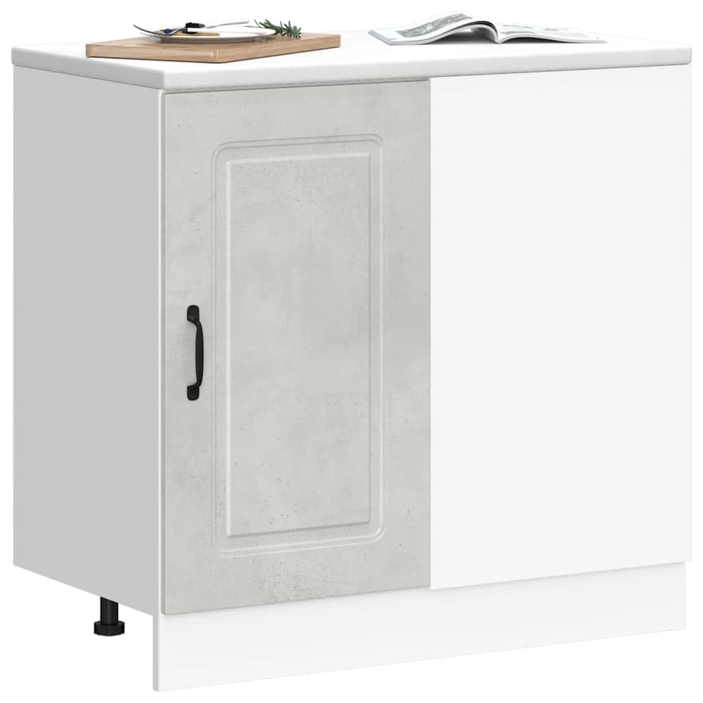 Kalmar - Mobile da cucina in legno grigio cemento, 86 x 46 x 81,5 cm, con piedini regolabili, spazio per armadi da cucina, buffet e stoviglie, mobili da cucina moderni