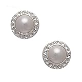 Zara 19mm Silver tone Crystal faux Pearl Clip on Earrings