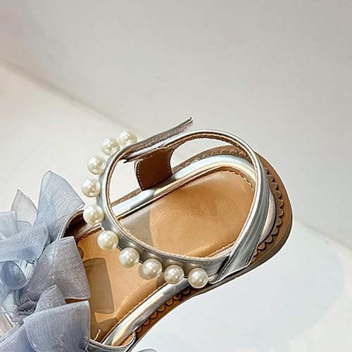 White Dress Sandals For Girls Breathable Open Toe Wedding Flower Sandals With Rubber Sole Summer Bowknot Shoes4
