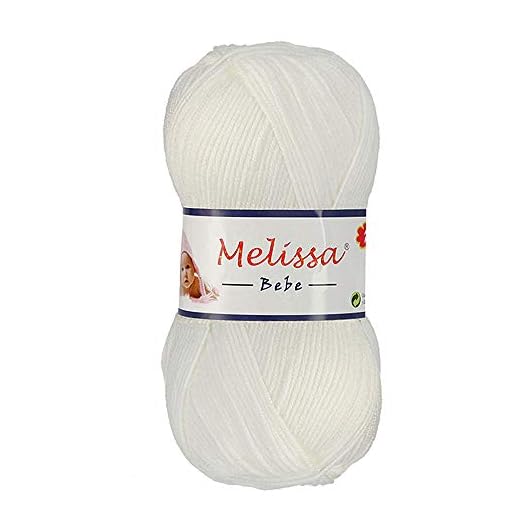MELISSA Lana Bebé Hilo Acrílico Ovillo de Lana (250m 1u*100g)Antipilling Acrilico Ovillo para bebé suave,Certificado OEKO-TEX Standard 100,agujas talla 3.5/4.5,Blanco 1,Enviado desde Europa