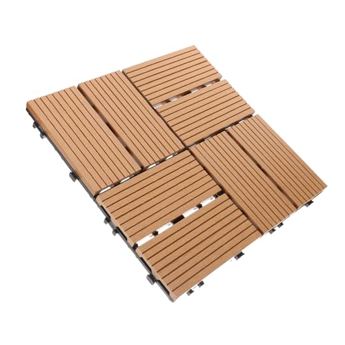 Hemobllo Interlocking Deck Tiles Outdoor Paving Slabs Wood Plastic Floor Tiles for Garden Balcony Diy
