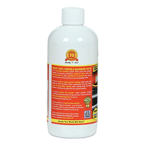 Dazlo Vinyl, Leather & Dashboard Polish (300ml) | High Shine Restorer Conditioner Protectant | For Plastic, Leather, Vinyl, Rubber, Car Dashboard, Door Panel, Rexine & PU Seats