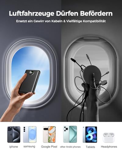 Power Bank 20000mAh, 22.5 W Mini PowerBank USB-C Input & Output, PD 3.0 QC 3.0 External Mobile Phone Batteries with LED Display, Compatible with iPhone 17 16 15 14 13