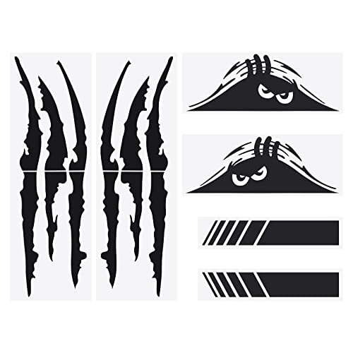 6 st klo märken bilklistermärke backspegel klistermärken monster skrämmande ögon bildekal självhäftande klistermärke bildekoration PET svart