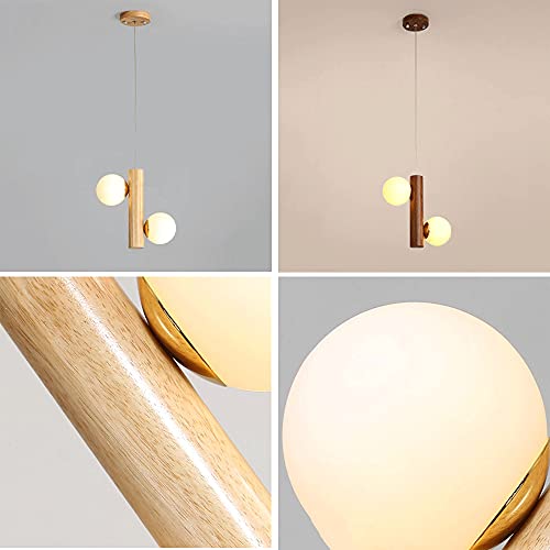 Lampe à suspension moderne en bois et verre blanc A++ - 5