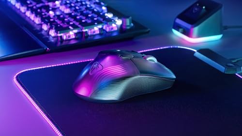 Turtle Beach Kone XP Air - Mouse da gioco wireless RGB ergonomico personalizzabile, sensore ottico a 19K DPI, 100 ore di batteria e base di ricarica - Nero - Immagine 1