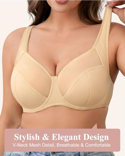 Image of Minimizer Bra for Women, Full Coverage Bras with Underwire, Plus Size Mesh Bralettes for Large Breasts