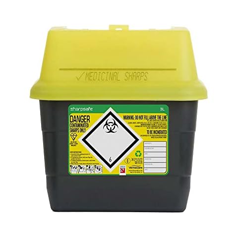 Sharpsafe 3 Litre 5th Generation Yellow/Grey -Sharps Bin Clinical Waste Disposal Cover