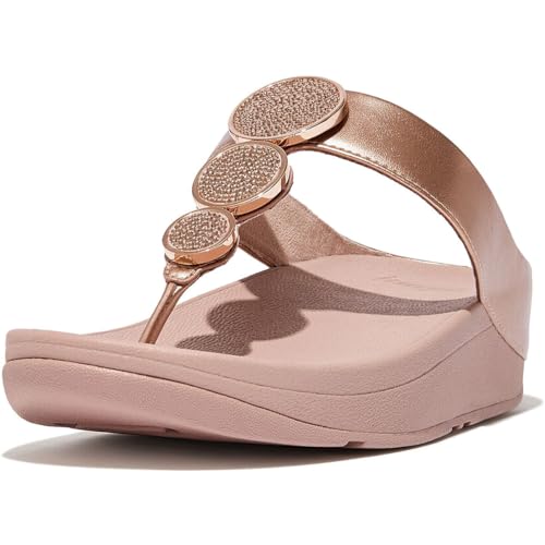 Image of FitFlop Halo Bead-Circle Metallic Toe-Post Sandals