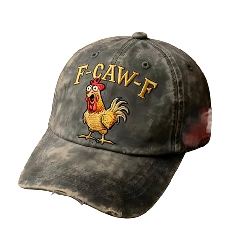 F-Caw-F Krähenhut Vintage-Mütze schwarzer Vogel bestickt verstellbare Baseballkappen weich gewaschen Used-Look dunkelgrau Einheitsgröße