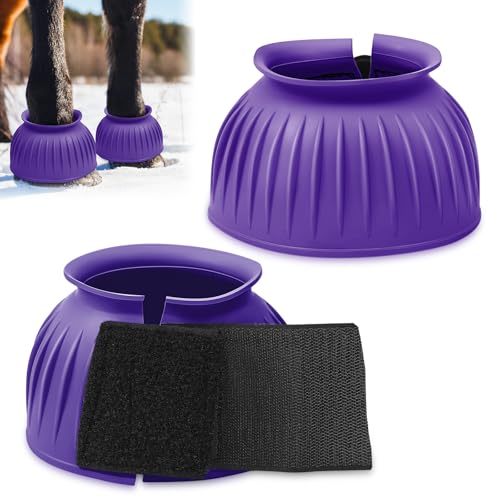 Image of Abbylike Bell Boots for Horses 1 Pair /2 Pair Available, Protect Against Hoof Impact Trauma, Rubber Bell Boots Horse Care for Turnout, No Rub Design Wrap Hook and Loop