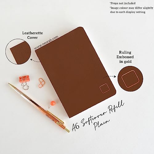 Image of NEORAH - A6 Notebook SOFT COVER | Journal REFILL | Unruled Notebook Journal | 110 GSM | 160 pages (Size 14.8 cm x 10.5 cm) Planner Journaling Writing Note Taking Diary- BROWN
