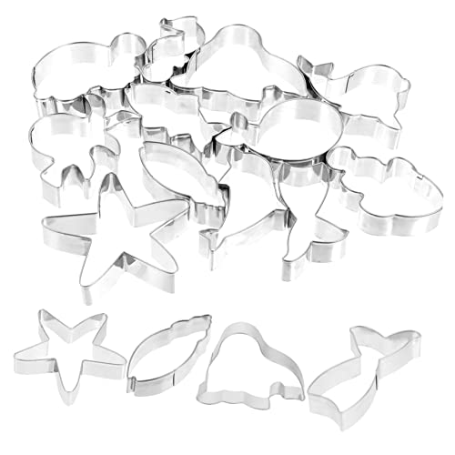Aboofan 60 Pcs Ocean Cookie Cutters Mermaid Stencil Candy Mix Stainless Steel Set Biscuit Press Sugar Candy Molds Baking Ring Diy Cookie Mold Cookie Diy Molds Baking Tool Stainless Steel #TOP6