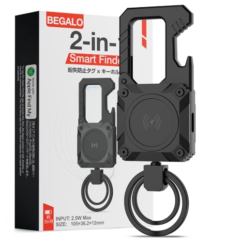 【2-in-1 Smart Finder】BEGALO エアタグ キーホルダー 紛失防止タグ 小型 バレない スマートタグ スマートトラッカー 技適認証済み 忘れ物防止 IP67防水 充電式 電池内蔵 54g軽量 盗難対策 鍵 iOS端末のみ
