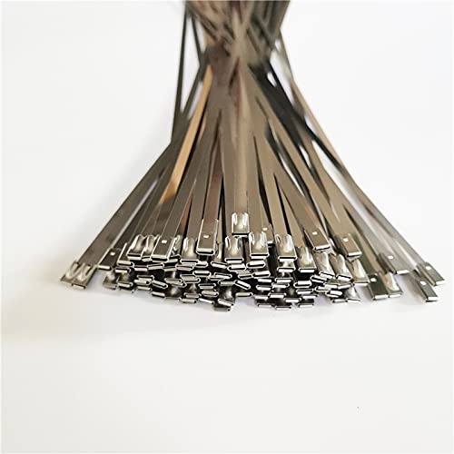 Fascette stringicavo, fascette stringicavo 100 pezzi fascette stringicavo in acciaio inox con chiusura a zip in metallo fascette stringicavo rivestite multiuso fascette stringicavo nere (colore: