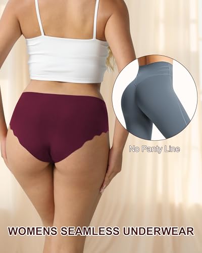 Seamless Underwear for Women No Show Full Coverage Panties Breathable Briefs Low Rise Sexy Wavy Edges Briefs2