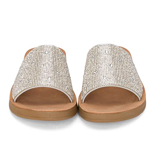 Chariot & Co Bling Sandals for Women Rhinestones Platform Studded Slides Space4