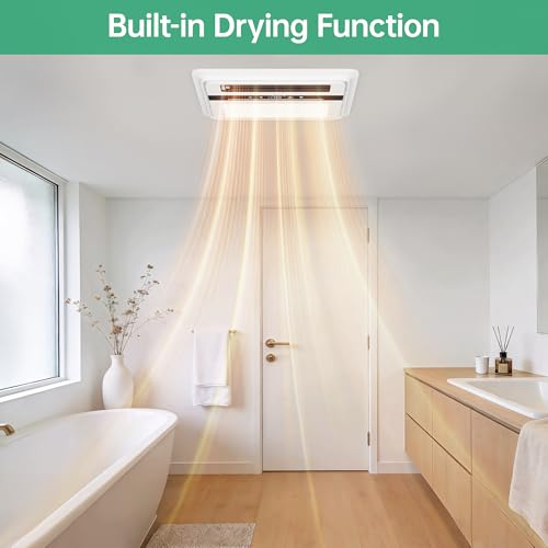 Ventilador de extracción para baño VallisCo 4 en 1 con luz LED y función calefactora, sistema de ventilación de techo de 1800 W, ventilador silencioso de 140 CFM con control remoto inalámbrico y teclado, 110 V miniatura 7