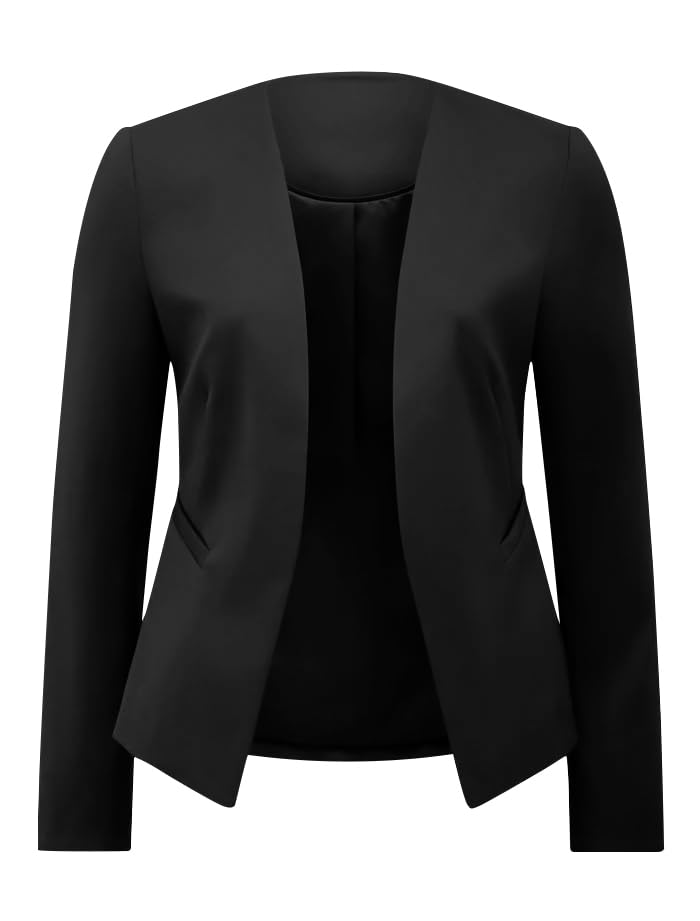 Casual Womens Blazer Jacket Long Sleeve Open Front Work Office Blazer Lapel Jacket Black