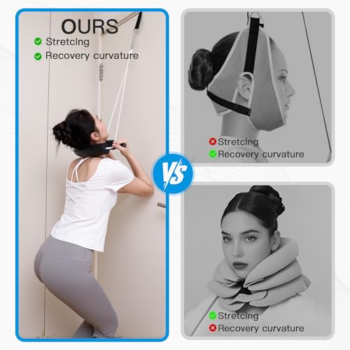 Image of Portable Cervical Neck Traction Device Over Door for Home Use, Restore The Natural Curve of The Neck, Cervical Traction Device for Neck Pain Relief or Spinal Decompression, Posture Correction