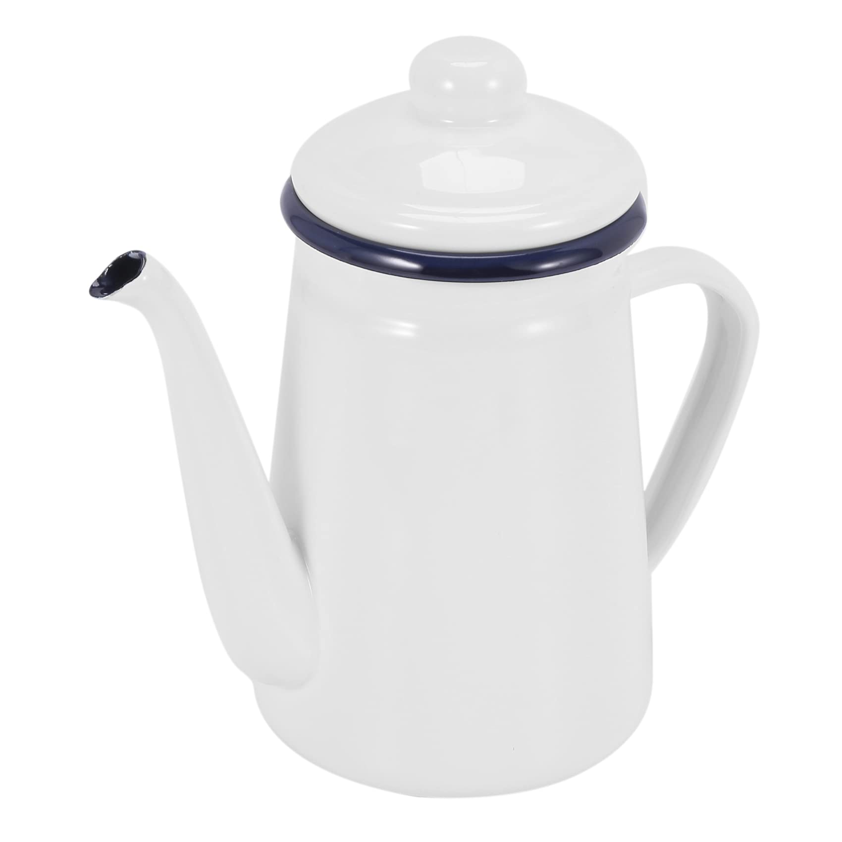 Icechen White 1.1L High-Grade Enamel Coffee Pot Pour Over Milk Water Jug Pitcher Teapot For Stove And Induction Cooker