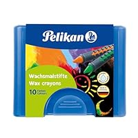Pelikan 723155 - Wachsmalstifte 655/10 in einer Schiebehülse, vermalbar (Wachsmalstifte Box, blaue Box)