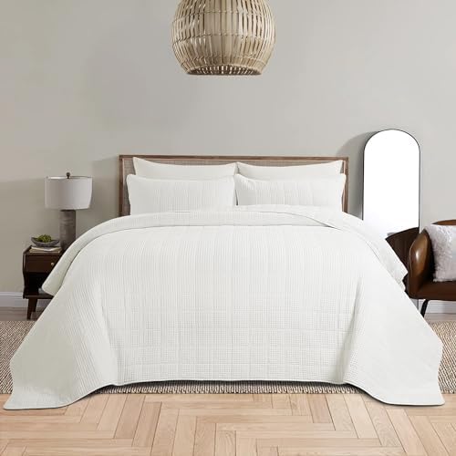 HOMBYS Oversized King Bedspreads 120x120,100 Cotton Waffle