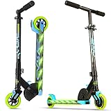 Madd Gear Carve Flight LED Light-Up Kick Scooter - for Kids 3 and Up - Foldable Adjustable Kids Beginer Scooter - Lightweight and Durable Aluminum Deck - 100 mm Wheels and Foam Grips