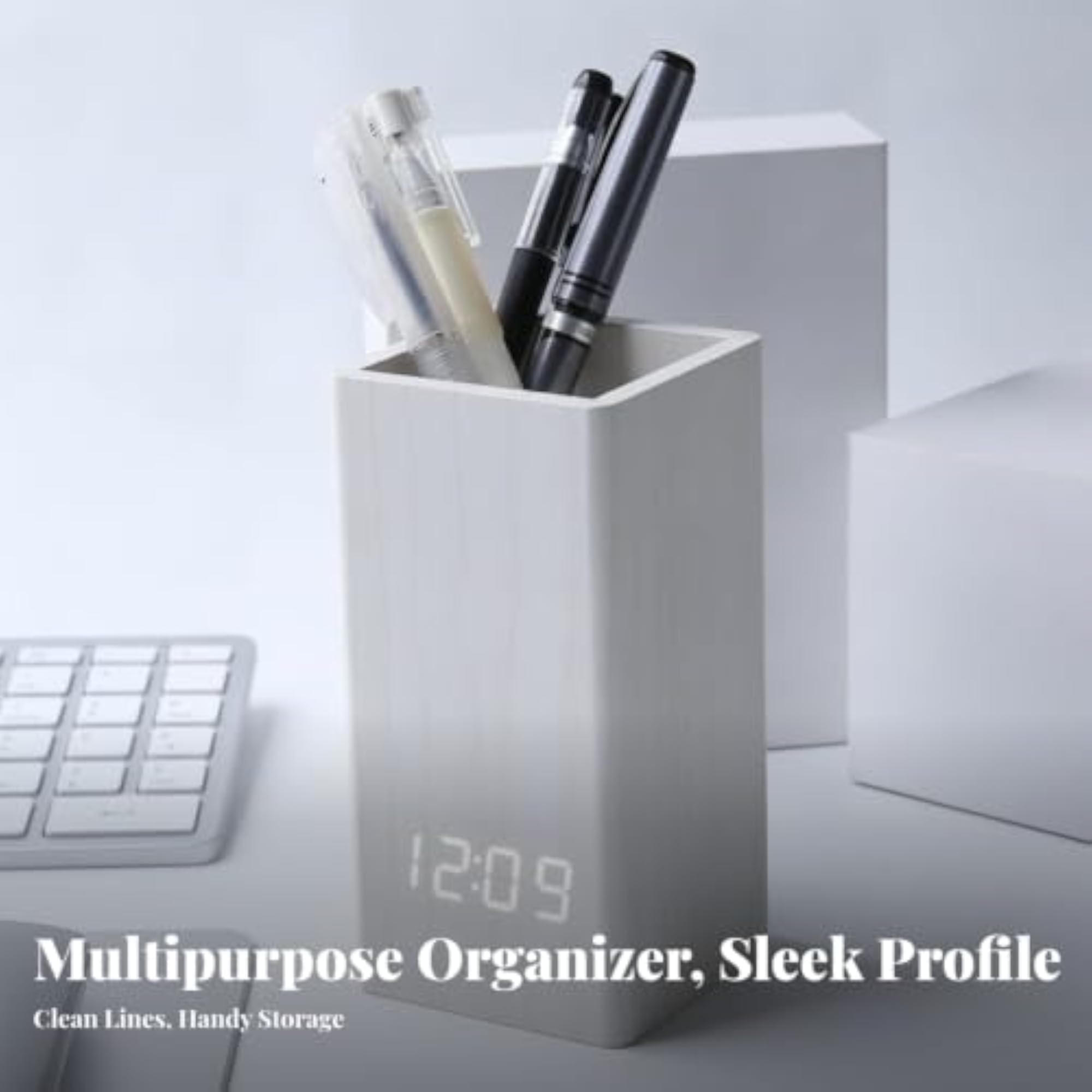 Open-Top LED Pen Holder Clock