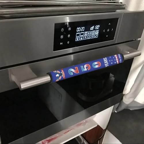 Image of 250th Birthday of Freedom Refrigerator Door Handle Covers Washable Anti-Skid Kitchen Appliance Handle Covers Adjustable Handmade Fall Decor Protector for Fridge, Ovens, Dishwashers