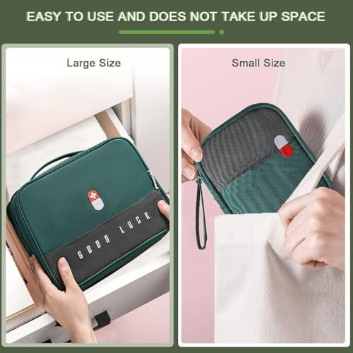 Image of ARURA (LABEL) Medicine Bags, Travel First Aid Box, Empty First Aid Kit Waterproof Medicine Storage Box, First Aid Pouch for Home, Office, Travel, Camping, Hiking (Small + Large)