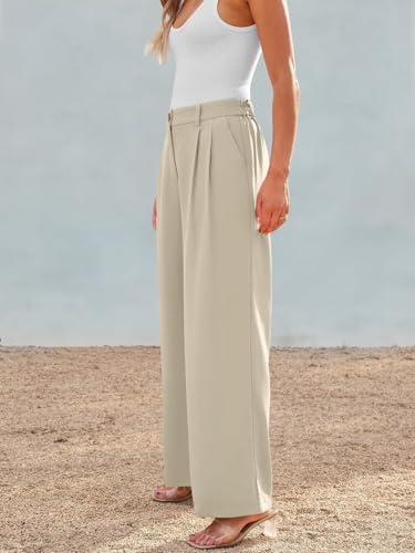 JURIS Women's High Waisted Wide Leg Formal Pants Elasticized Waist Back Casual Pants Business Work Suit Pants4
