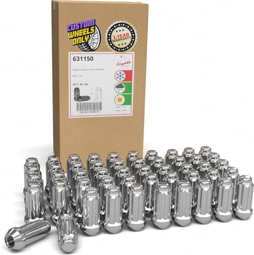 Image of Wheel Accessories Parts 60 Pcs M12x1.75 12x1.75 Thread Truck 2.00 inch Long Spline Lug Nuts Chrome 6 Spline Fits 1997 to 1999 Ford F150 Expedition 1998 to 1999 Lincoln Navigator
