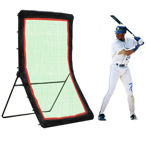 PGL 4x7FT Baseball Rebound Net,Softball Rebound Net,Portable Baseball Pitching Trainer,Angle Adjustable Training Equipment,Catching Pitching and Batting Return Drills