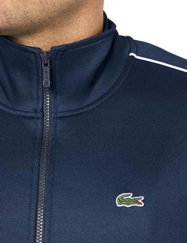 Lacoste Men's Regular Fit Long Full Zip Collared Sweatshirt W/Single Stripe Sleeve Detailing Mm2