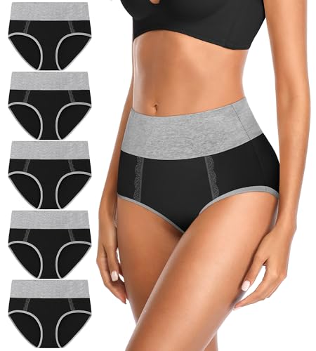 High Waisted Underwear Womens Cotton Soft Breathable Briefs Ladies Panties Multipack (Regular & Plus Size)