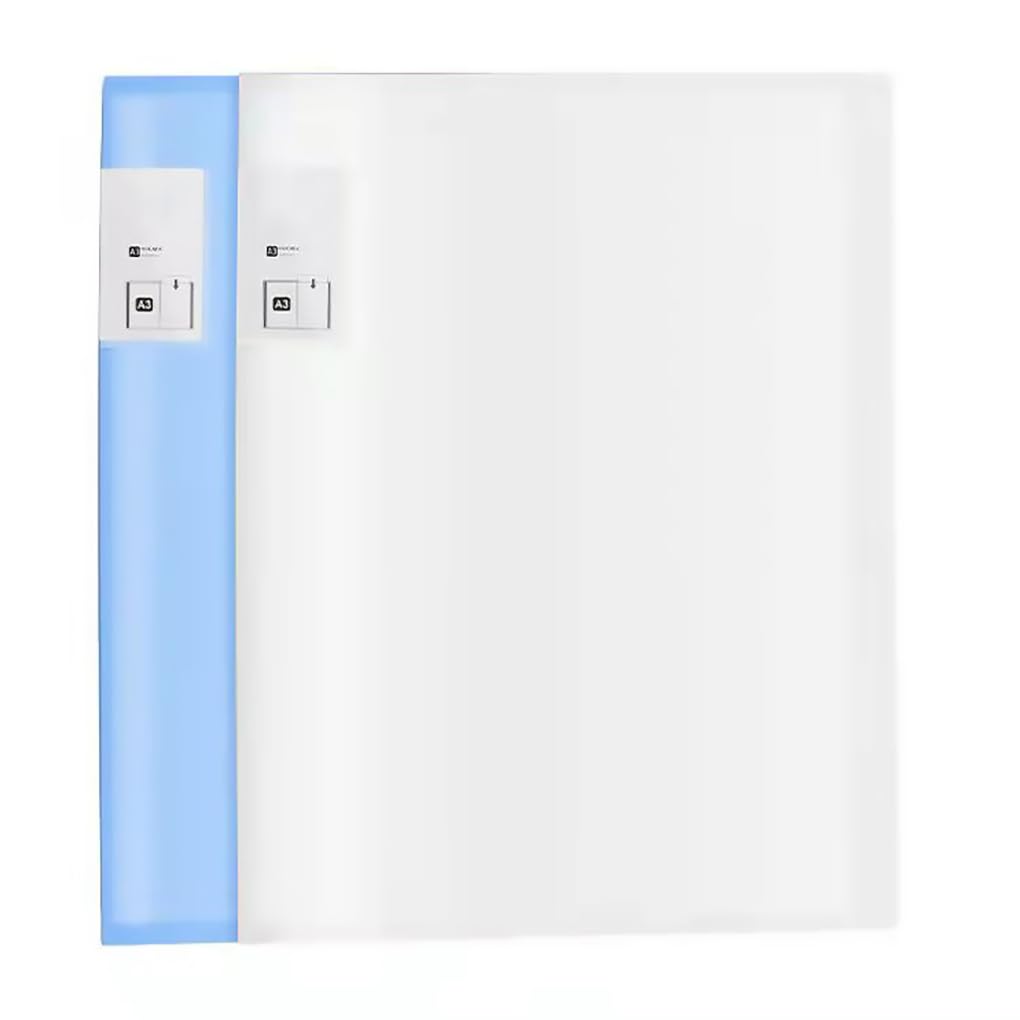 A3 Pockets Art Plastic Sleeves Protectors (Pack of 2) 30 Pags Presentation Folders Display Binder Book for Artwork Report Photo, Large Portfolio Folder 12x16in (Clear/Blue)