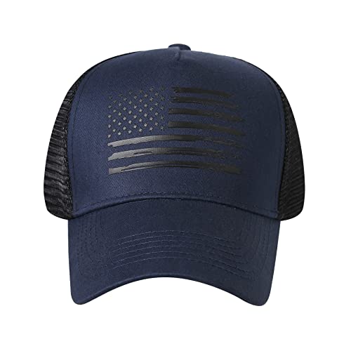 Image of VIONLAN Baseball Cap American Flag Trucker Hat for Men Women 3D Embossed Logo Adjustable Outdoor Mesh Snapback Hat