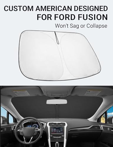 Image of Proadsy 2026 Upgrade Front Windshield Sun Shade Foldable Sunshade Protector Custom Fit 2013-2021 Ford Fusion Sedan Accessories