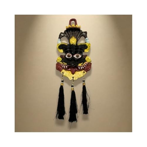 Image of VAMA Metal Nazar Battu for Home Entrance - 10 Inch Hand Painted | Evil Eye Hanging for Home Entrance | Kirti Mukh for Door | Protection for House & Door Hanging | Naag Ganesha Suraksha Kawach Mask