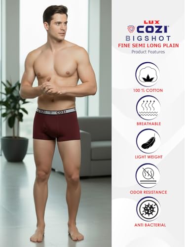 Image of Lux Cozi Mens Pure Cotton Solid Mini Trunk | Mini Trunk Underwear for Men | Color and Print May Vary | Pack of 5