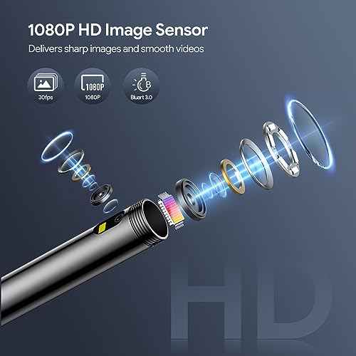 DEPSTECH Endoskopkamera mit Licht, 5 Zoll IPS Bildschirm Dual Lens Endoskop, Kanalkamera,...