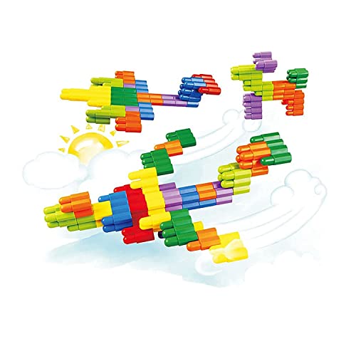 Image of Gambit Bulid Structures Interlocking Play Mat Building Bullet Blocks Set (400 pieces) Smart Activity Fun and Learning Train Blocks for Kids - Multi-Color