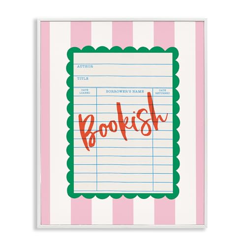 Stupell Industries Bookish Reader Library Card �z���C�g�t���[���t���W�[�N���[�A�[�g�ANadia Hassan�ɂ��f�U�C���A14 x 11