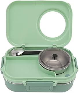 Lunch Box, Leak Proof Bento Box 3 Compartments Food Storage Meal Prep Container with Thermal Container and Cutlery for Kid Adult Work School, Microwave and Dishwasher